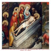 Kristus na hoře Olivetské, Kladení do hrobu a Zmrtvýchvstání - Mistr třeboňského oltáře - deskové gotické malířství (kostel sv. Jiljí v Třeboni)