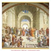 Freska Athénská škola - Raffael Santi - vrcholně renesanční malířství